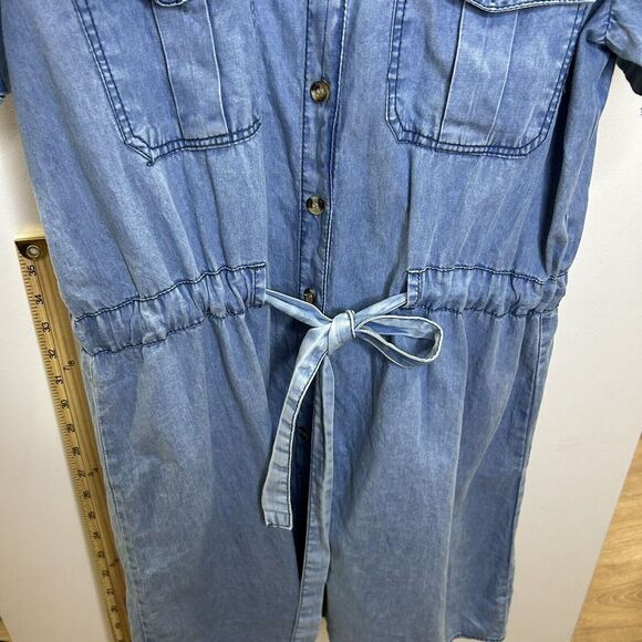 Girl Speed Limit MPH Button Down Denim Dress Waist Tie - Picture 3 of 7
